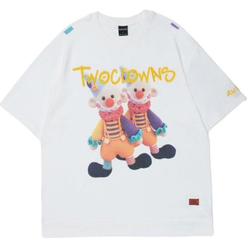 Cartoon Printed Short Sleeve T-shirt Mens Fashion Brand o-Neck oversize sleeve Streetwear Trend Loose Half Sleeve T-shirts