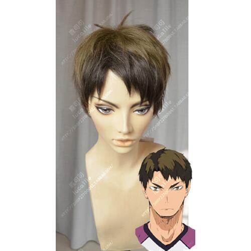 Haikyuu!! Volleyball Wakatoshi Ushijima Short Camel Ombre Heat Resistant Cosplay Costume Wig