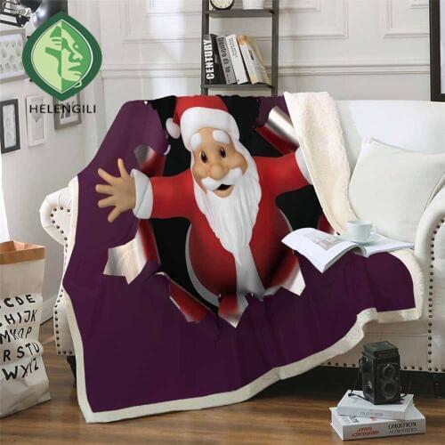 HELENGILI Christmas Sherpa Blanket Girly Floral Bedspread Velvet Plush Soft Comfortable Home Camping Aircraft Blanket