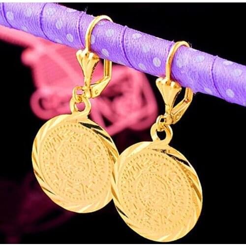 Hot Lucky Coin Totem Drop Earrings14K Gold filled Hoop Earrings Popular Customize Women Earrings Jewelry Christmas Gifts