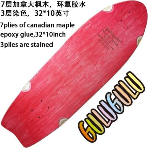 Good quality surf skate deck 9.5/8.75inch skateboard decks 7plies of Canadian maple and epoxy glue 5plies of bamboo