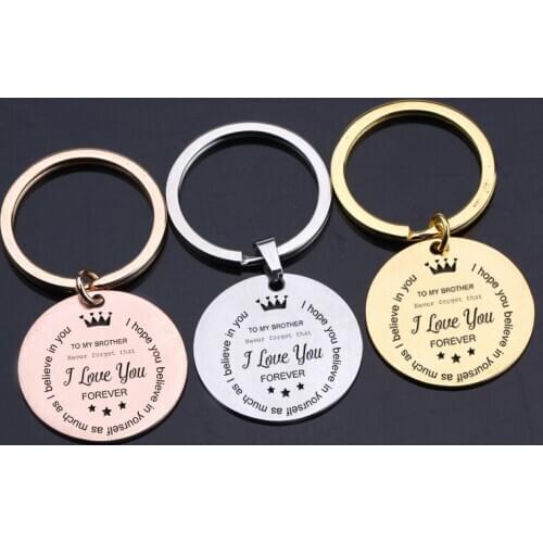 Key jewelry carved by my brother I love you forever key man car label key key gift for his brother