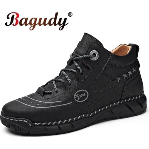 Classic Mens Boots Leather Spring and Autumn Lace-Up Casual Shoes Outdoor Men Work Boots High Quality Non-slip Ankle Men Boots