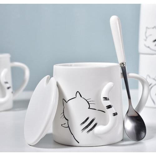 Mugs Coffee Cup Kawaii Funny Coffee Cups Milk Tea Cup Creative 3D Cute Cat Design Cartoon Ceramics Drinkware Gifts