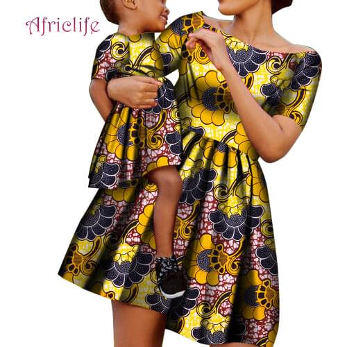 Bady Girl and Mother Summer Clothing Simple High Waist Skirt African Wax Print Cotton Plus Size Custom Family Clothing WYQ490