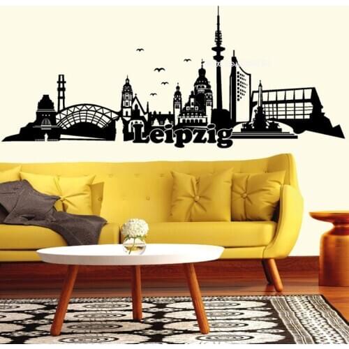 Leipzig City Wall Decal City Silhouette Skyline Vinyl Wall Stickers For Living Room Office Bedroom Home Wall Decor Mural LL883