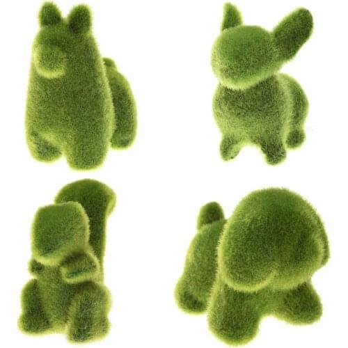 Cute Animal Shape Simulation Green Grass Ornaments Emulational Green Plant Bonsai Grass Animal Decoration For Home Garden