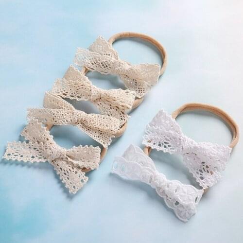 Cute little lace bow super soft hair band seamless nylon elastic baby headband children girl headdress baby girl accessories