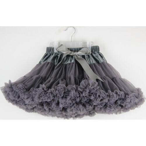 Fashion girls gray chiffon pettiskirts and tutu Girls tulle fluffy skirts dance wear party costume princess skirts 12M-15Years