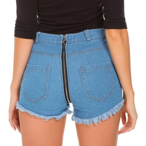 New summer denim Shorts Hot Shorts Nightclub Dresses sexy high-waisted Holes women jeans Behind the zipper