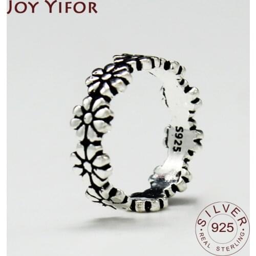 Wholesale European Fashion Woman Girl Party Wedding Gift Silver Black Flower Taiyin Ring flower vintage