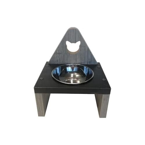 Petzanya Cat Food and Water Bowl Single Cat Drinking Dish Feeder Puppy Feeding Supplies Small Dog Accessories Stainless Outdoor