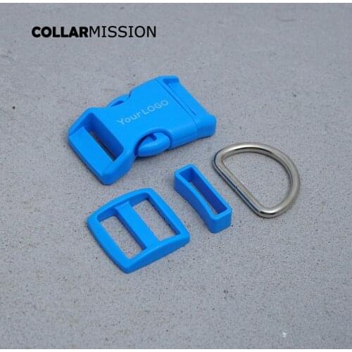 Plastic buckle+Tri-Glid+square keeper+D ring) DIY engraved dog collar blue 25mm webbing sewing accessory premium quality