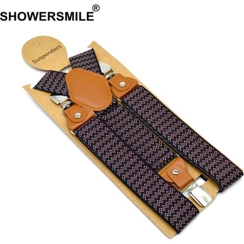 Mens Suspenders Braces Elastic Mens Trouser Belt 3.5cm*120cm Braces Straps Houndstooth Y Back Male Suspender Clips 3 120cm*3.5cm