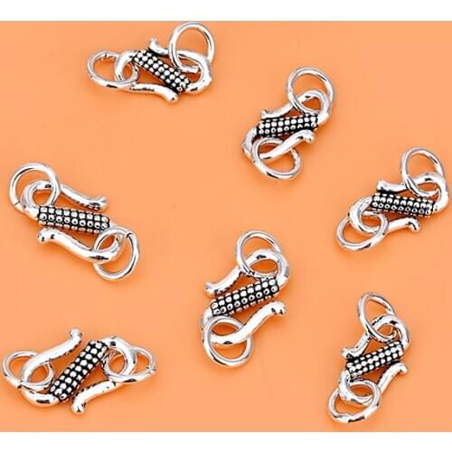 S925 Sterling Silver Thai silver button accessories retro s Button Handmade Bracelet Necklace buckle jewelry DIY accessories