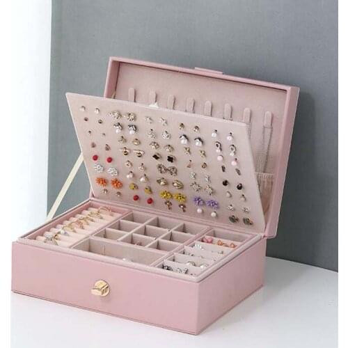 New Jewelry Box Portable Necklace Earrings Rings Holder Jewelry Organizer Packaging PU Leather Storage Case Display Gift