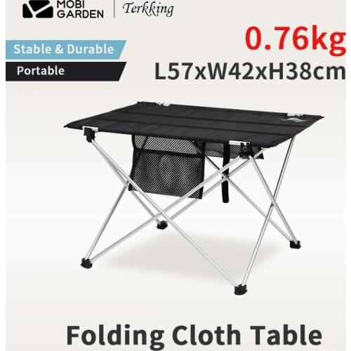 MOBI GARDEN Outdoor Folding Cloth Table Portable 1680D Oxford Cloth Aluminum Bracket Table With Side Pocket Camping Picnic Table