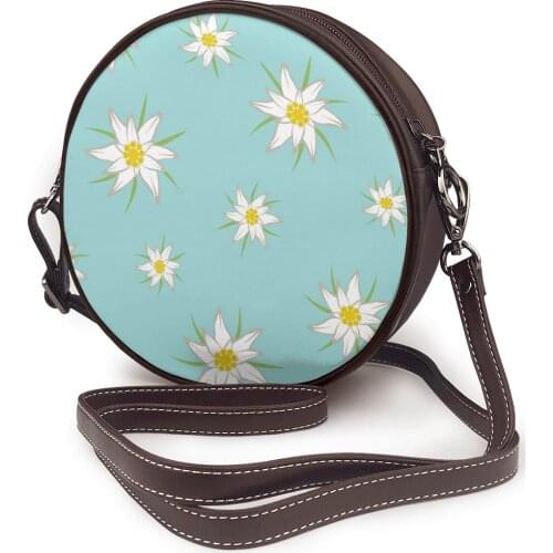 Edelweiss Flowers Bag Round Shoulder Bag Small Women Fashion Summer Messenger Crossbody Bags