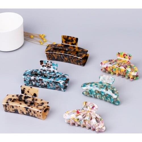 Agustina 2021 new Geometric Acetate Hair Claws Large Square Hair Crabs Clip Leopard Grain Hair Clamps For Women Hair Accessories