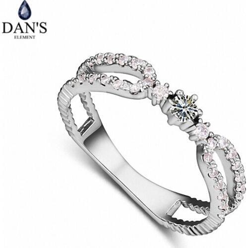 DANS Real Austrian Crystals Brand AAA Zirconia Micro Inlays Fashion Ring for women New Geometric 112283white