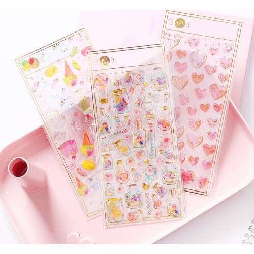 Gilding Heart Sakura 3D Decorative Washi Stickers Scrapbooking Stick Label Diary Stationery Album Stickers