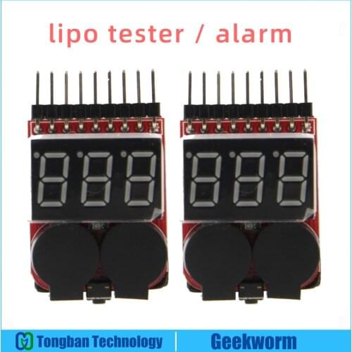 1-8s Lipo Battery Voltage Checker Alarm, Lipo Battery Tester Low Voltage Alarm with LED Display for Lipo Li-Ion Battery(2PCS)