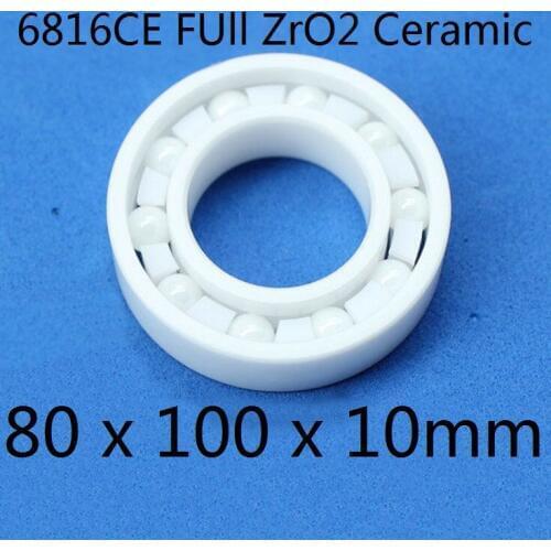 1pcs 6816 Full ZrO2 Ceramic bearing 80x100x10 mm Zirconia Ceramic deep groove ball bearing 80*100*10mm