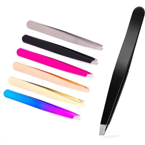 1 Pcs Eyebrow Tweezer Hair Beauty Slanted Puller Stainless Steel Eye Brow Clips Hair Removal Makeup Tool