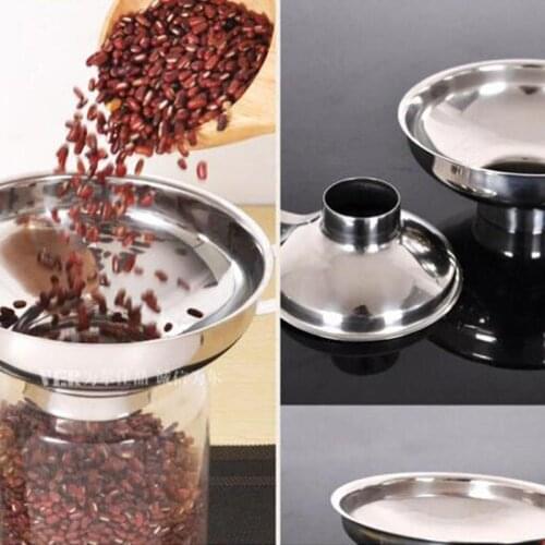 1 Pcs Silver Stainless Steel Wide Mouth Funnel Canning Hopper Filter Food Pickles Jam Funnel Kitchen Gadgets Cooking Tools