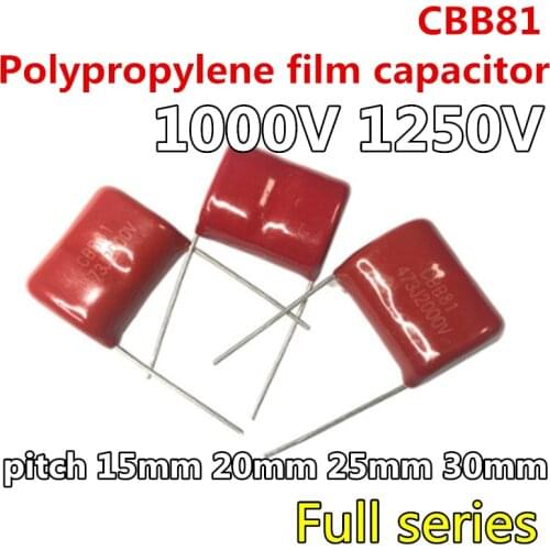 10PCS pitch 10mm 15mm 1000V 1250V CBB81 Polypropylene film capacitor 103J 183J 222J 392J 472J 562J 682J 822J 10NF 2.2NF 3.9NF