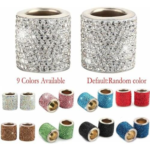 2pcs Seat Headrest Rhinestone Collar Decoration Automotive Head Rest Crystal Ring Decor, Yellow