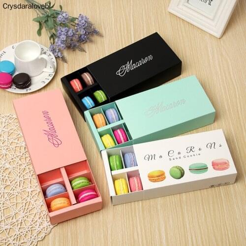 20Pcs White Macaron box with Pink White Black and Green Dessert Macaron boxes favors and gifts packaging boxes for 12 macarons