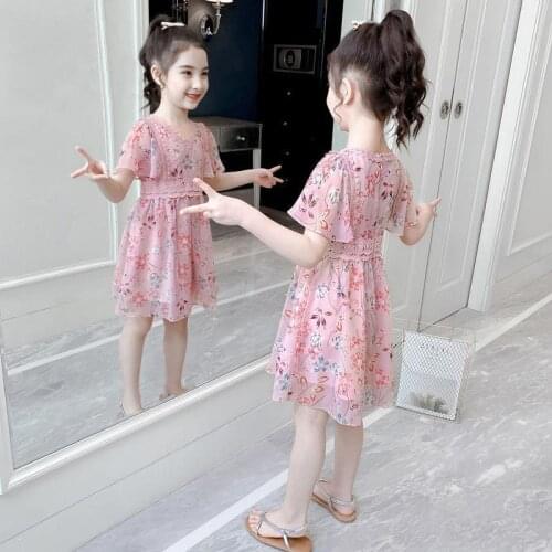 2021 Summer Girls Dress 6 Childrens Clothing Sweet Little Fresh Elegant Dress Fashion Dresses 8 Years Old 7 Kids 5 Floral Dress