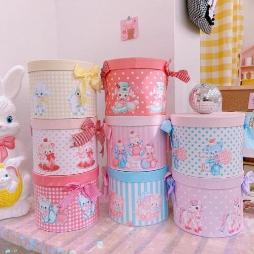 21x17cm Round Paper Boxes Lid Hug Cute Animal Bucket Gift Packaging Storage Box Gift Decor Box