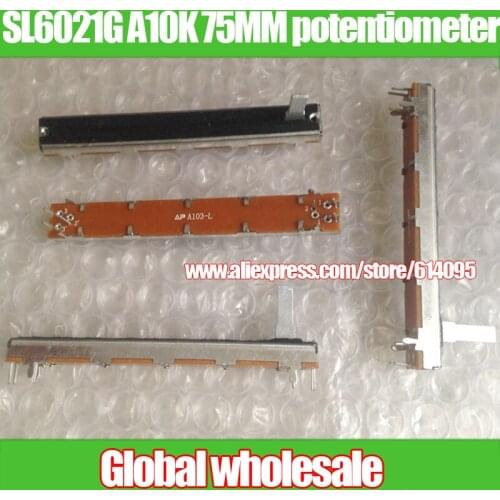 5pcs SL6021G A10K 75MM mixer double potentiometer / 75MM handle length 15MM signal amplifier potentiometer