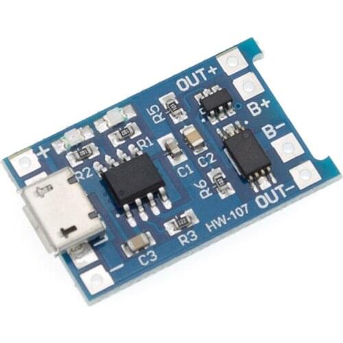 5V 1A Micro USB 18650 Lithium Battery Charger Module Charging Board TP4056 With Protection