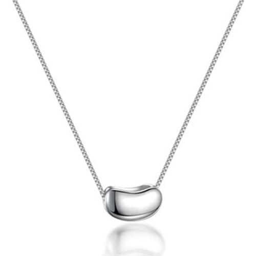 925 Silver Free Shipping Fashion Exquisite Box Aberdeen Chain Acacia Bean Pendant Necklace Clavicle Chain 2021 Fashion Jewelry