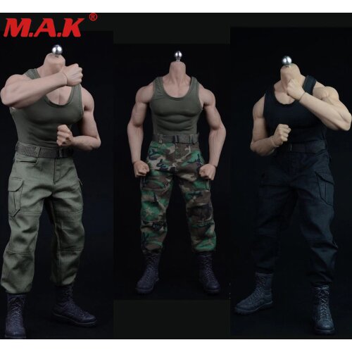 12 Inches Action Figure Accessories 1/6 Scale Black Vest Pants Belt Shoes Model 3 Colors for M34 Strong Muscle Male Body