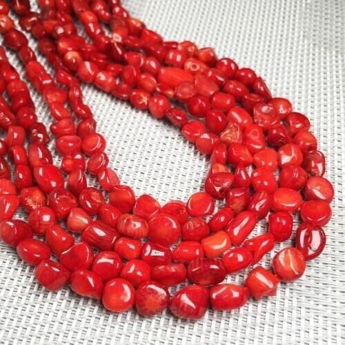 Natural Stone Red Coral Beads Irregular Punch Loose Isolation Beads for Jewelry Making DIY Charm Bracelet Necklace Accessories