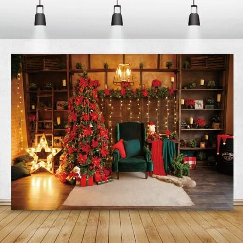 Photo Backdrop Living Room Christmas Tree Sofa Glitter Light Star Scene Family Shoot Party Portrait Photo Zone Photo Background