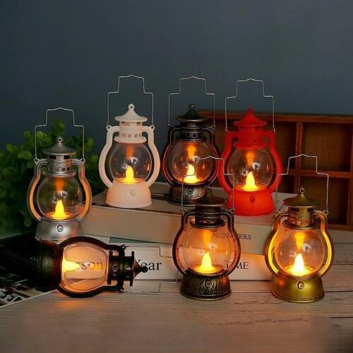Lantern Retro Antique Miners Desk LED Oil Lamp Holiday Kitchen Winery Light for Tree Table Reading Study Room Bedroom Prop