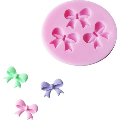 Fondant Chocolate Pudding Silicone Mold 3-Hole Bow Bowknot Design Modeling Cake Decoration