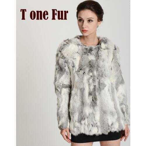 Hot Selling Top Rated Real Rabbit Fur Coat high fashion women winter coat warm Natural rabbit fur jacket free shipping KHP125