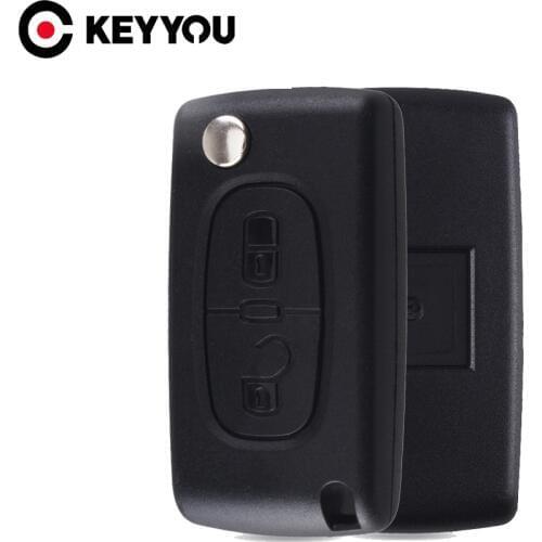KEYYOU 20x 2 Buttons Remote Flip Car Key Shell Fob For PEUGEOT 307 308 107 207 407 408 WITH GROOVE CE0523