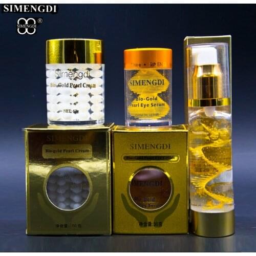 Famous Brand SIMENGDI Bio gold pearl cream+Bio gold Pearl eye Cream+50ml Pearl Essence Serum anti aging