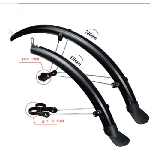 Bicycle Fender 2pcs 26 inch Front Rear Mudguard Double Bracing Adjustable Size Bike wings for Folding Bike Chrome plastic