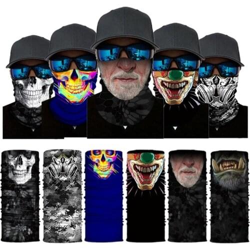 Mege Outdoor Seamless Bandanas Neck Warmer Buffe Face Shield Motorcycle Balaclava Headband Mask Hiking Halloween Scarf Airsoft
