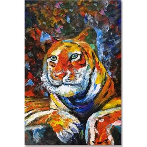 Mintura Wall Picture for Living Room Oil Paintings on Canvas Hand Painted The Mighty Tiger Home Decor Office Decor Art No Frame