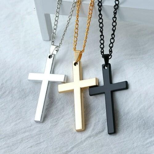 Fashion Stainless Steel Cross Gold Silver Color Necklace for Women Men Vintage Chain Pendant Long Necklaces Jewelry Dropshipping