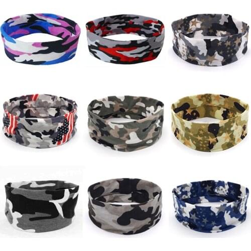 Fashion Camouflage Headwear Men Headband Stretch Cotton Headband Headdress Hair Accessories